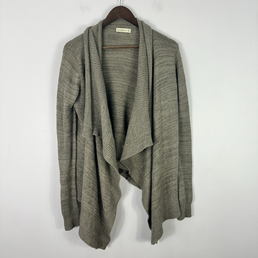 Abercrombie & Fitch Cardigan XS Beige Drape Open Front Cozy Minimalist Soft Girl